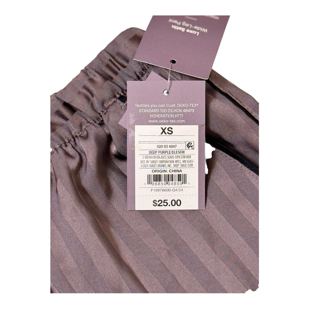 Women's Luxury Collection Shadow Striped Satin Pajama Pants-Auden Deep Purple XS - Picture 7 of 7